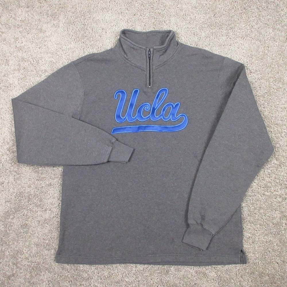 UCLA Bruins Sweater Mens Small Gray 1/4‎ Zip Pullover Fleece Sweatshirt Adidas